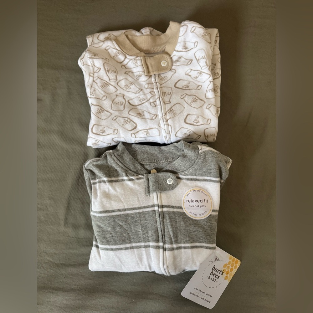 2 Burt’s Bees Footie Sleepers 3-6mo